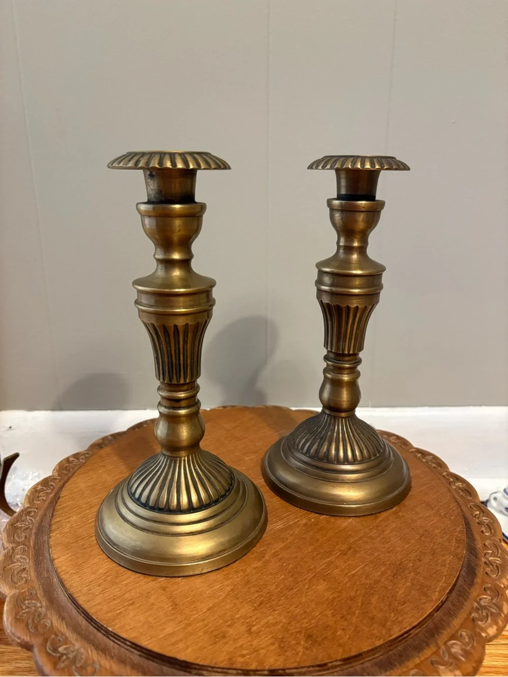 Pair of Vintage Brass Candlestick Holders Ornate